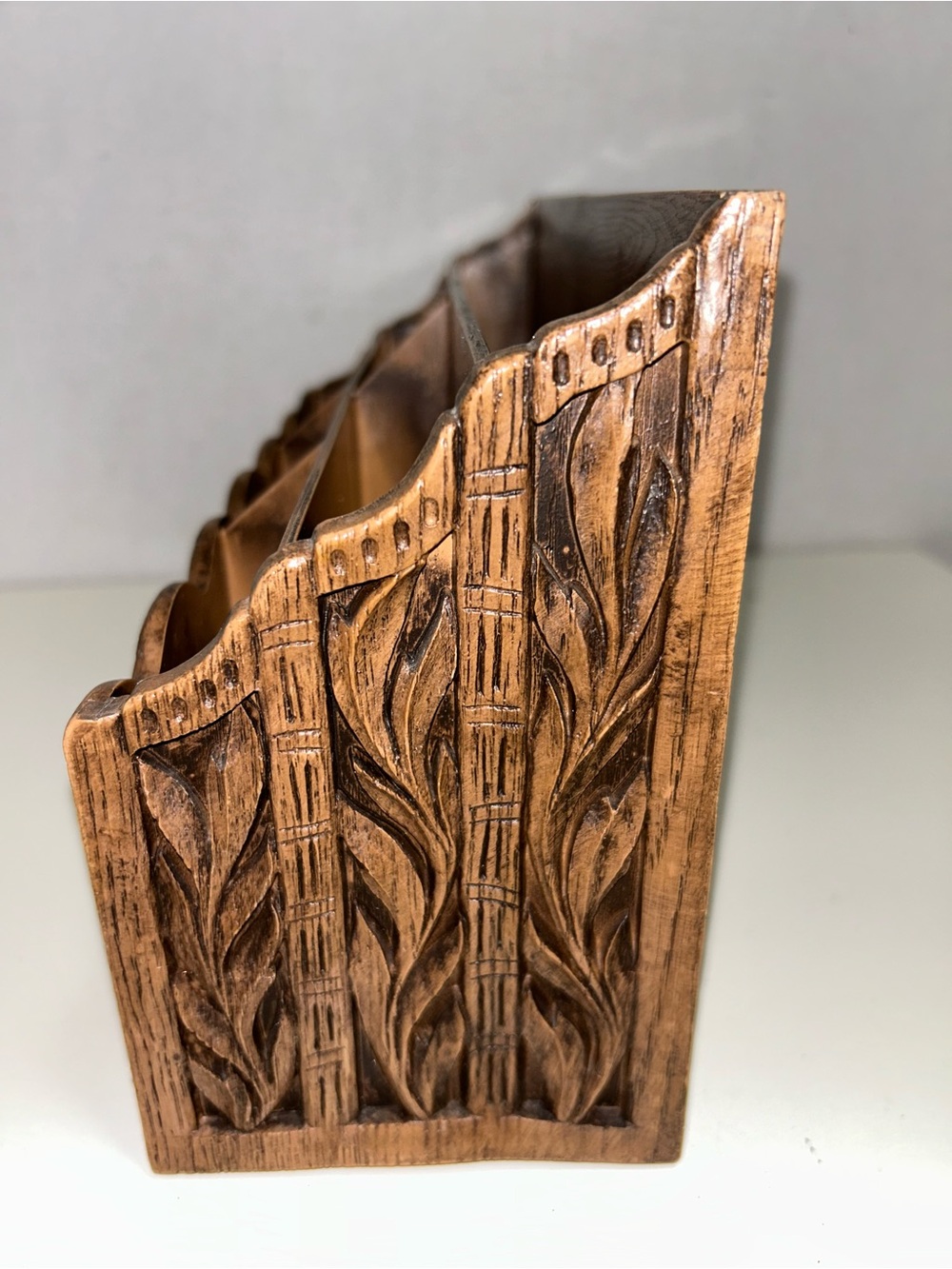 Lerner Mid Century Modern Brown Faux Wood Desk Caddy Organizer - Picture 8 of 11